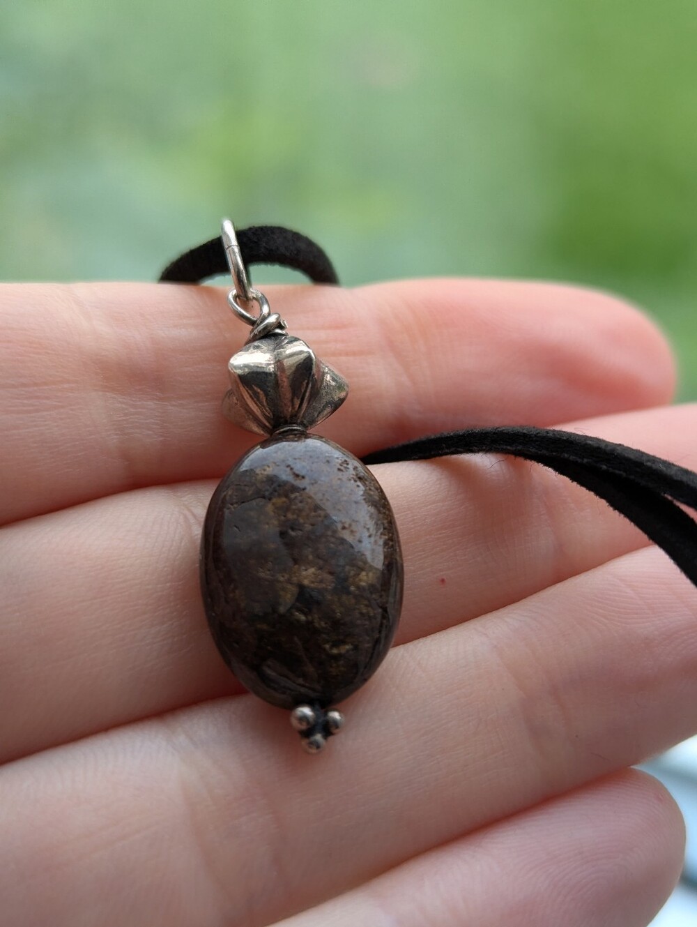 Sterling Silver Brown Jasper Stone Pendant Necklace